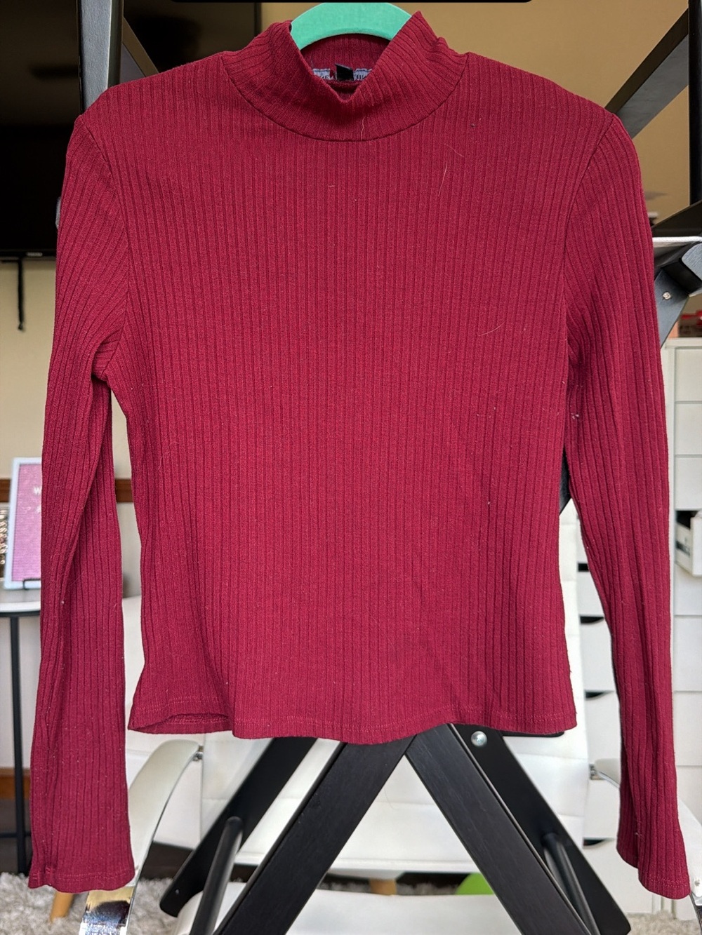 One clothing red turtleneck ribbed top